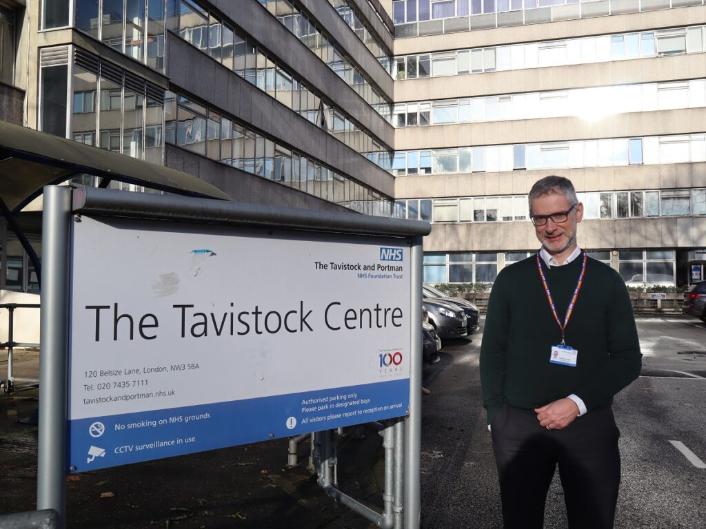 Michael Holland outside the Tavistock Centre