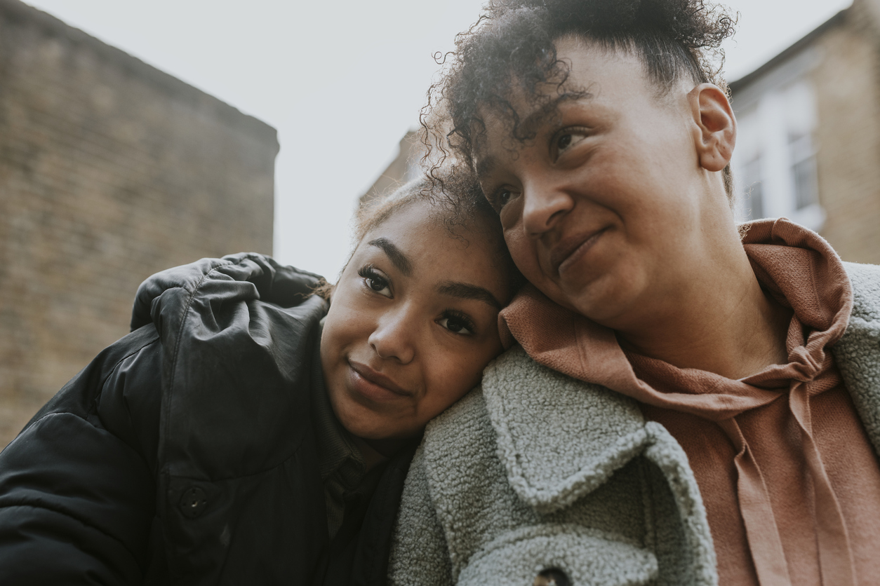 Happy mother and daughter, family photo