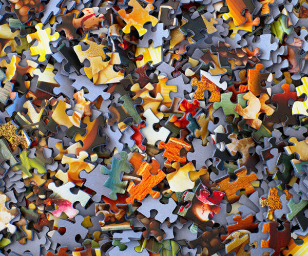 jigsaw pieces representing research material